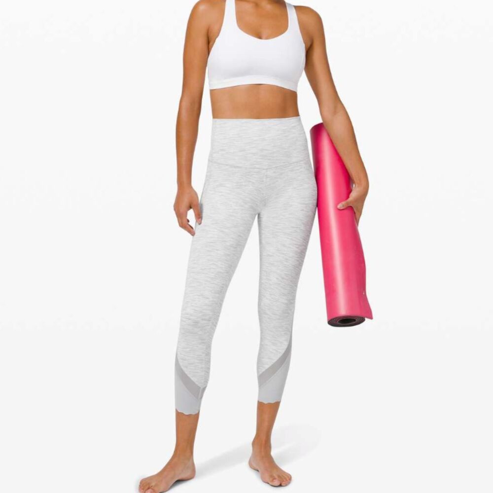 Lululemon Wunder Under Crop High-Rise *Roll Down Scallop 25" Space Nimbus SIze 8